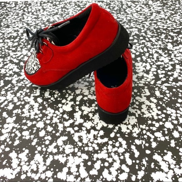 Round Toe Lace Up Cheetah Flatform Creeper - Picture 4 of 8